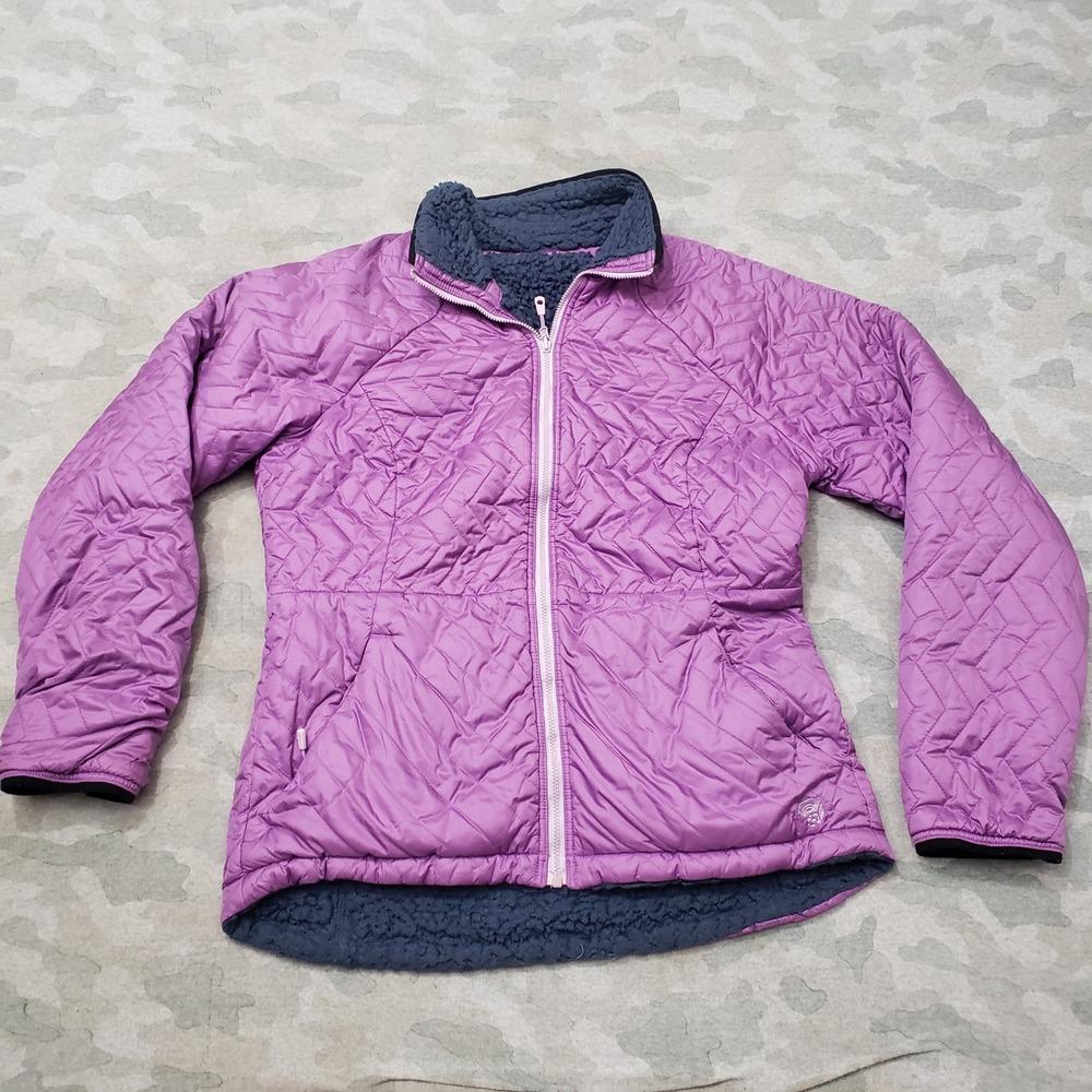 Mountain Hardwear Puffer Jacket Womens Medium Purple Sherpa Lined Zip Quilted